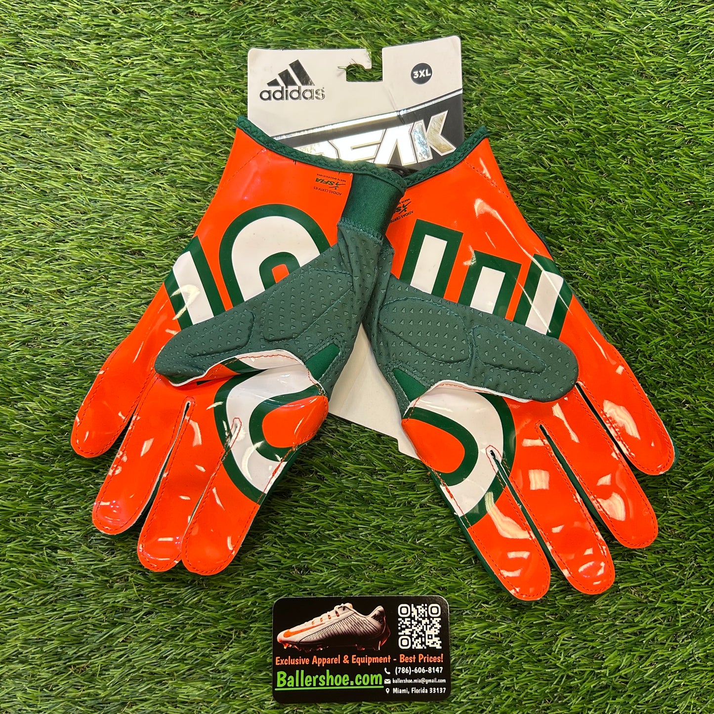 Adidas Team Issue Miami Hurricanes Freak 5.0 Football Gloves