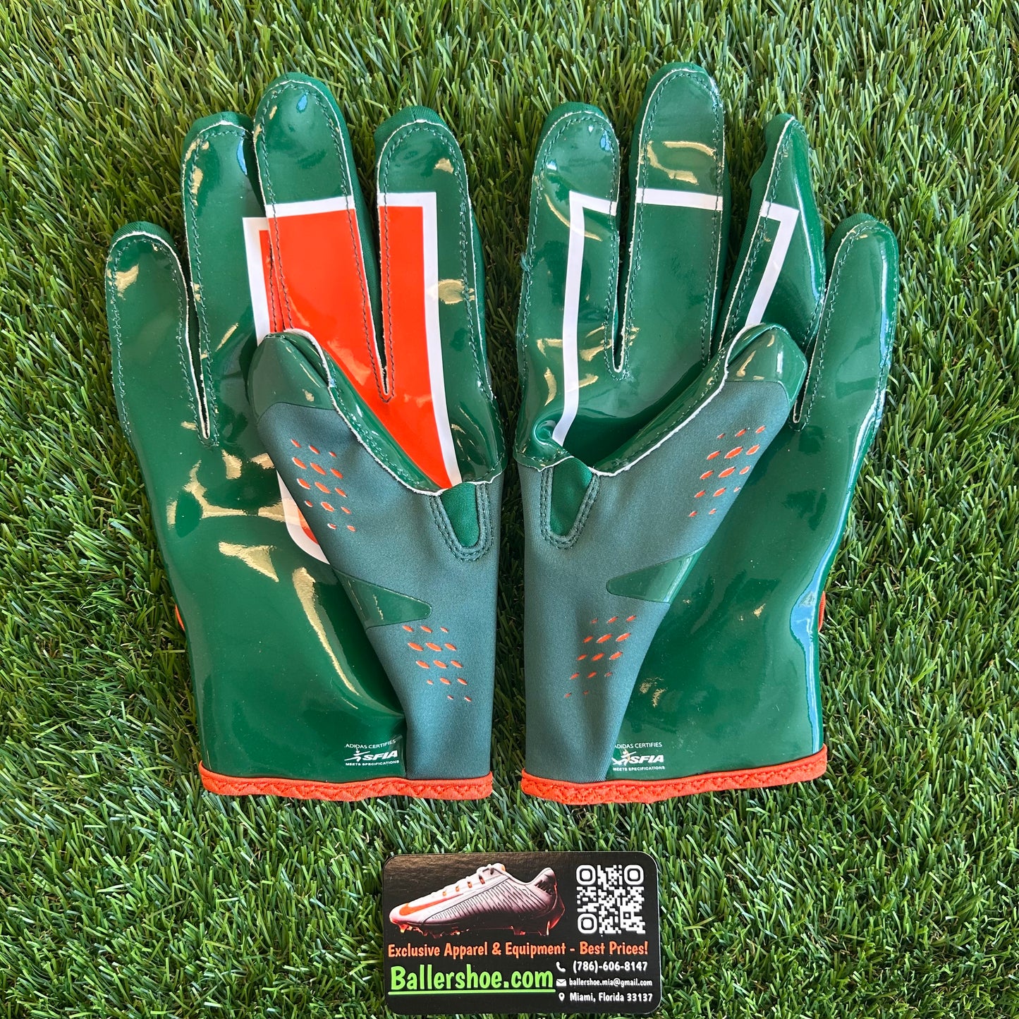 Adidas Team Issue Miami Hurricanes Adizero 12 Football Gloves