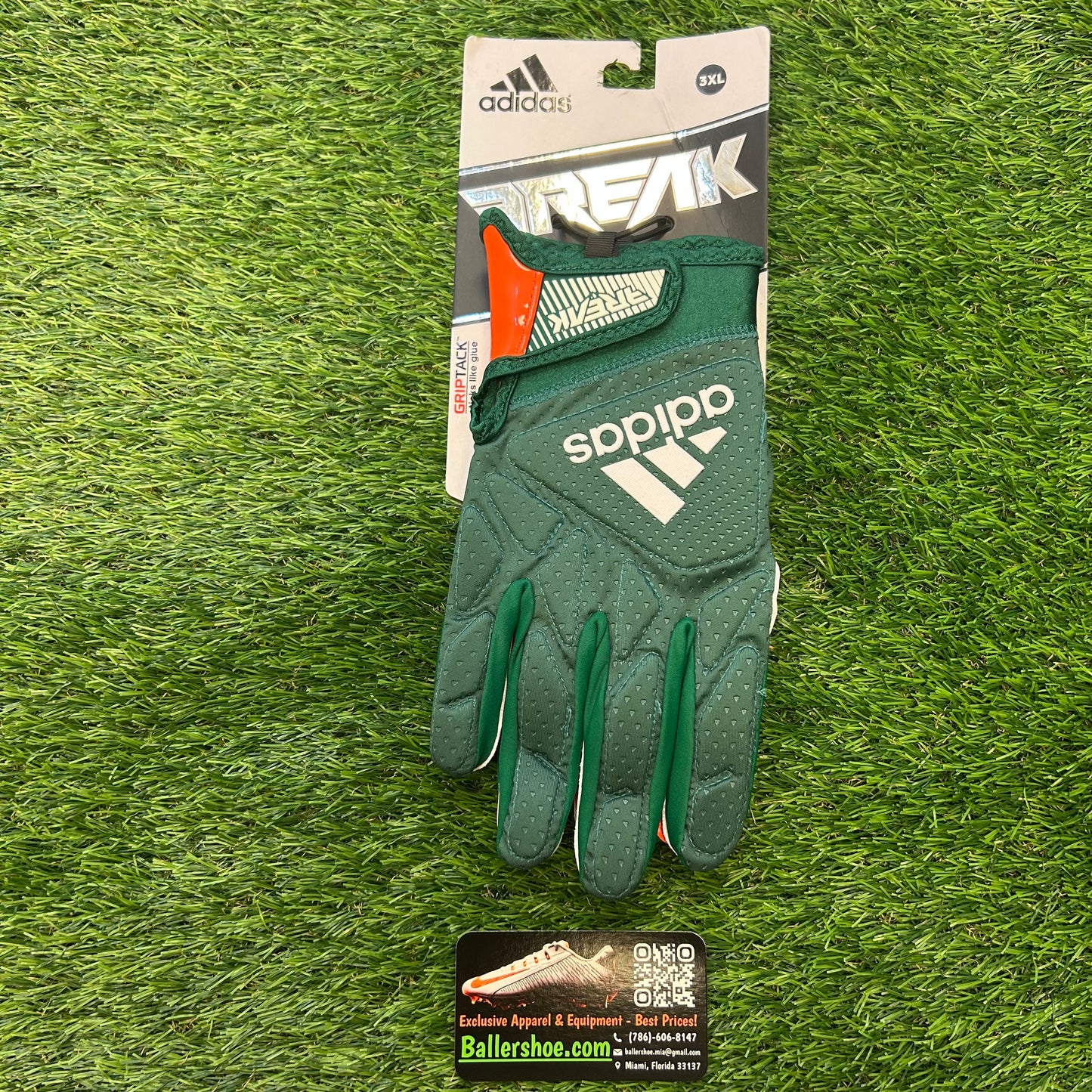 Adidas Team Issue Miami Hurricanes Freak 5.0 Football Gloves