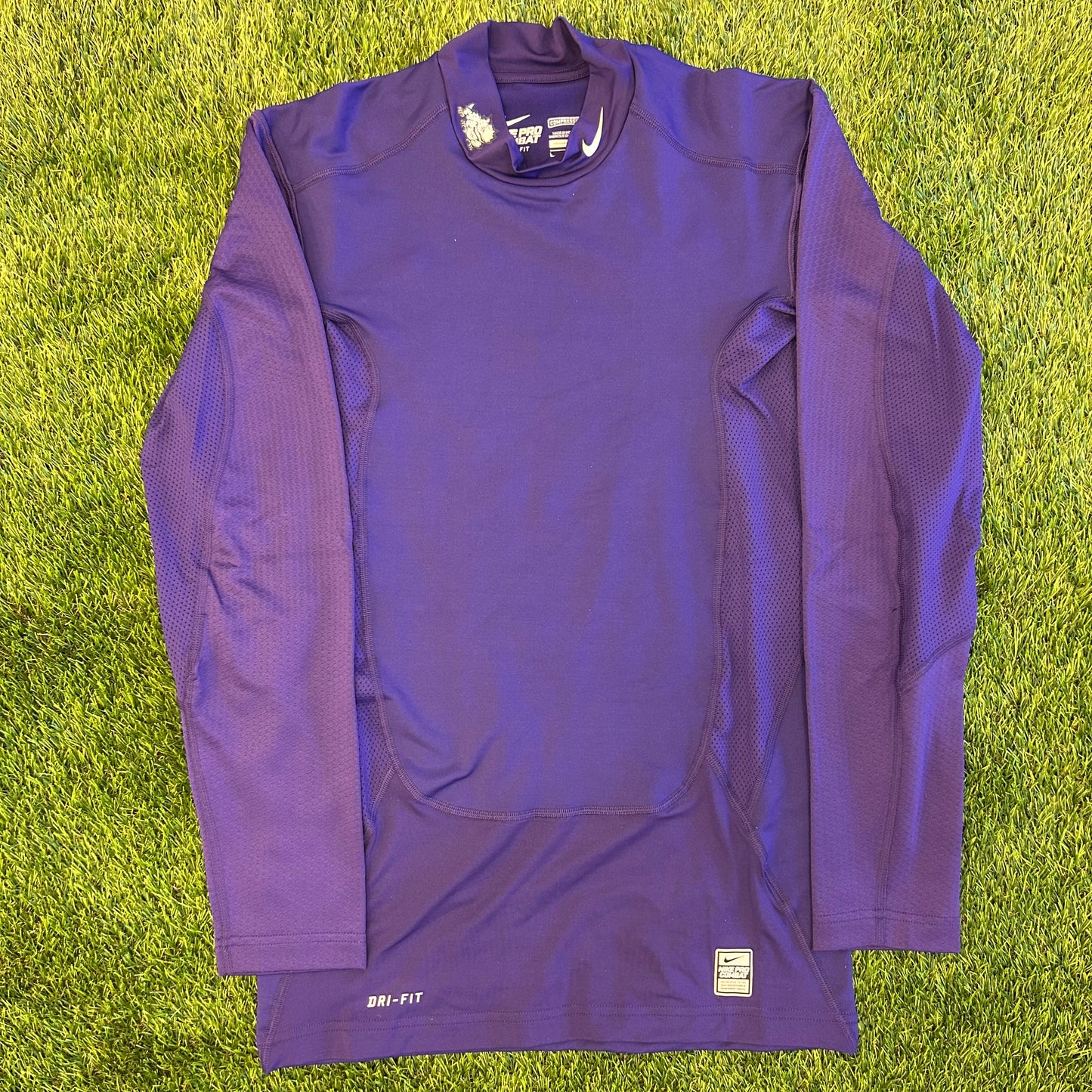 Nike Team Issue TCU Horned Frogs Pro Combat Dri-Fit Mock-Neck Long Sleeve
