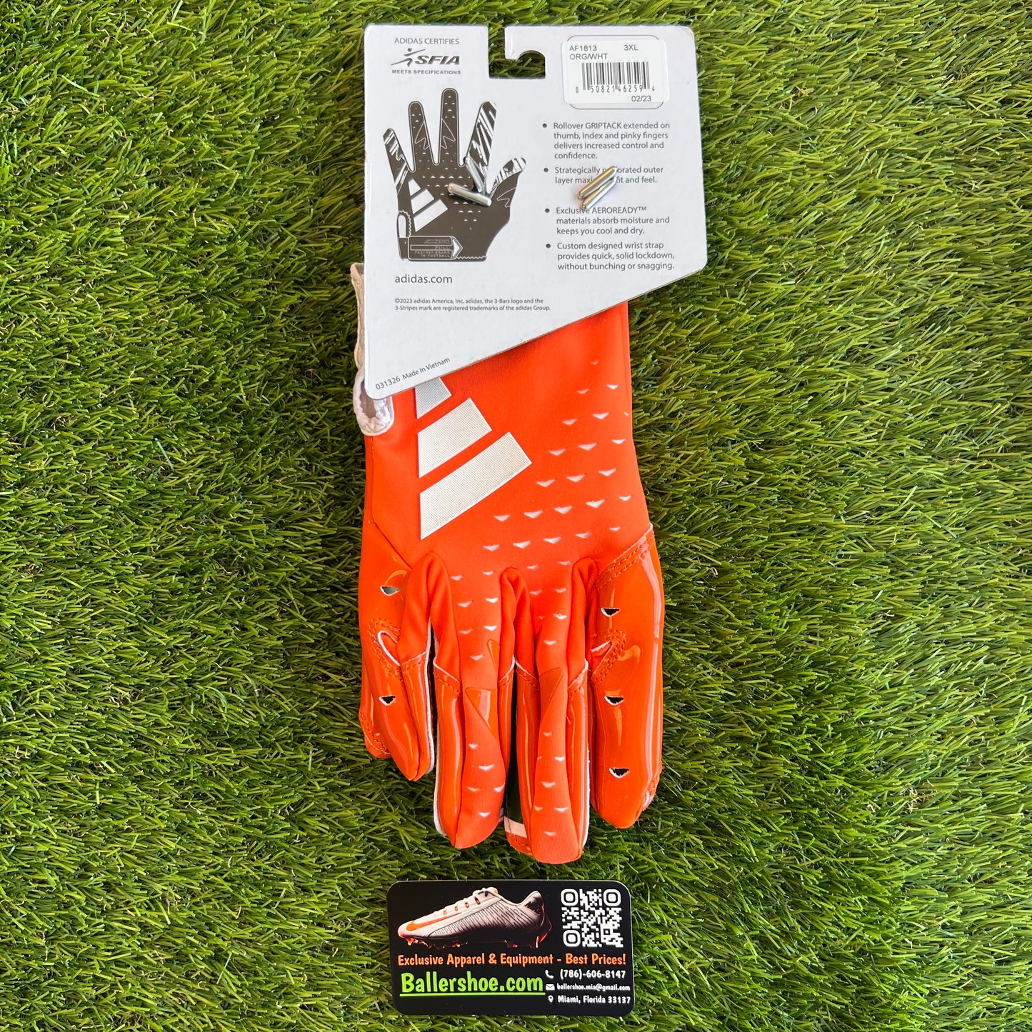 Adidas Team Issue Miami Hurricanes Adizero 13 Football Gloves