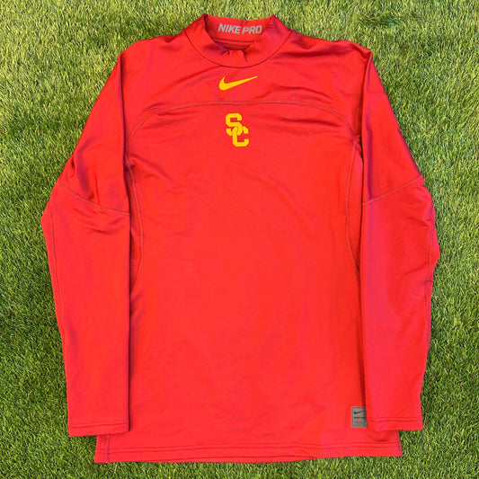 Nike Team Issue USC Trojans Pro Hyperwarm Mock-Neck Long Sleeve