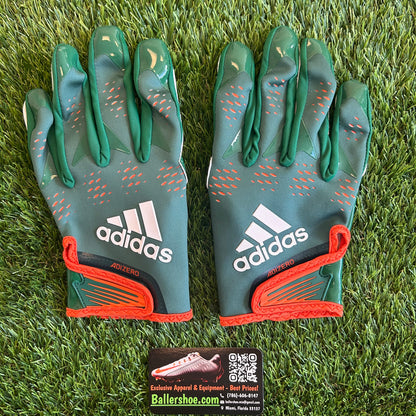Adidas Team Issue Miami Hurricanes Adizero 12 Football Gloves