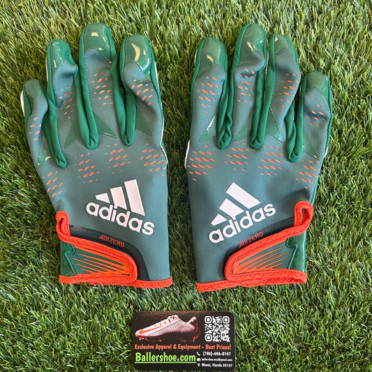 Adidas Team Issue Miami Hurricanes Adizero 12 Football Gloves