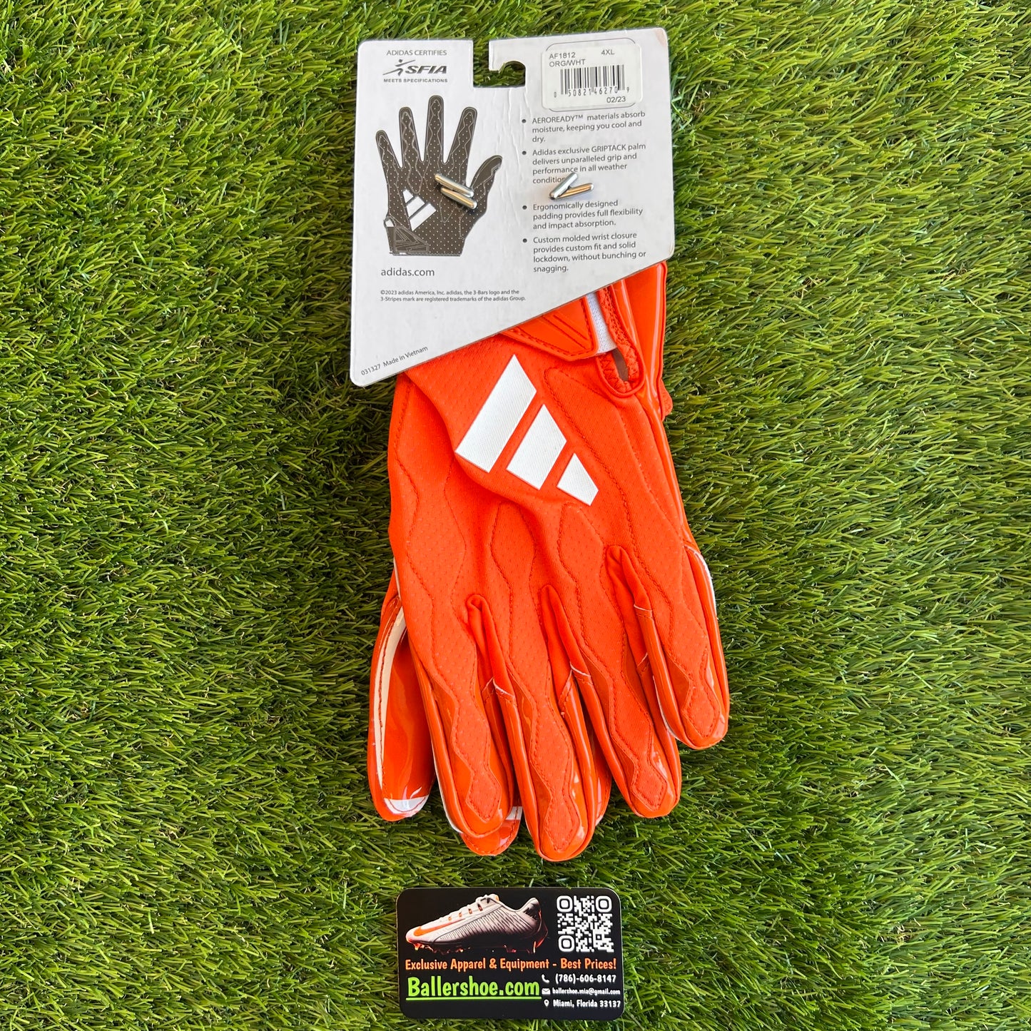 Adidas Team Issue Miami Hurricanes Freak 6.0 Football Gloves