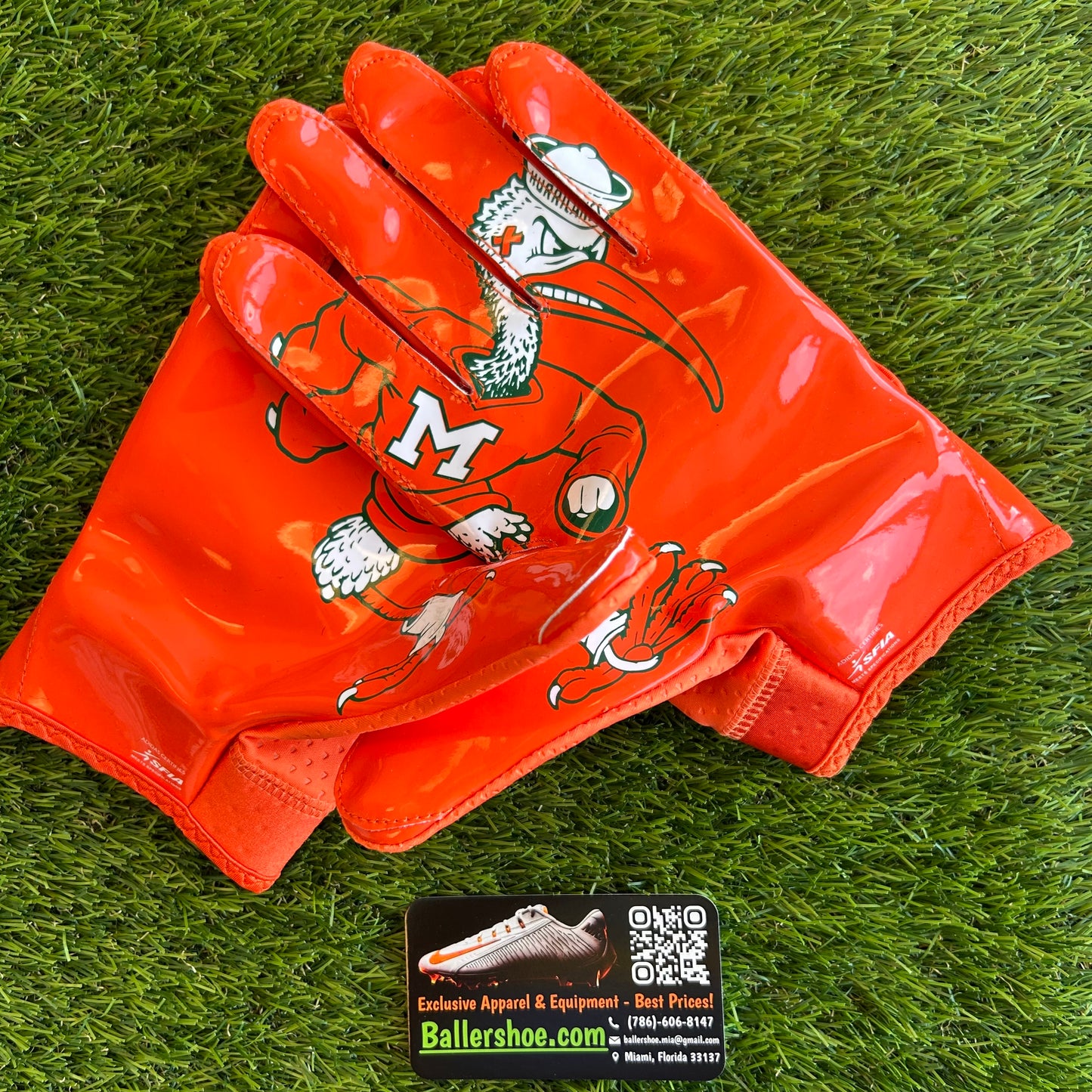 Adidas Team Issue Miami Hurricanes Freak 5.0 Football Gloves