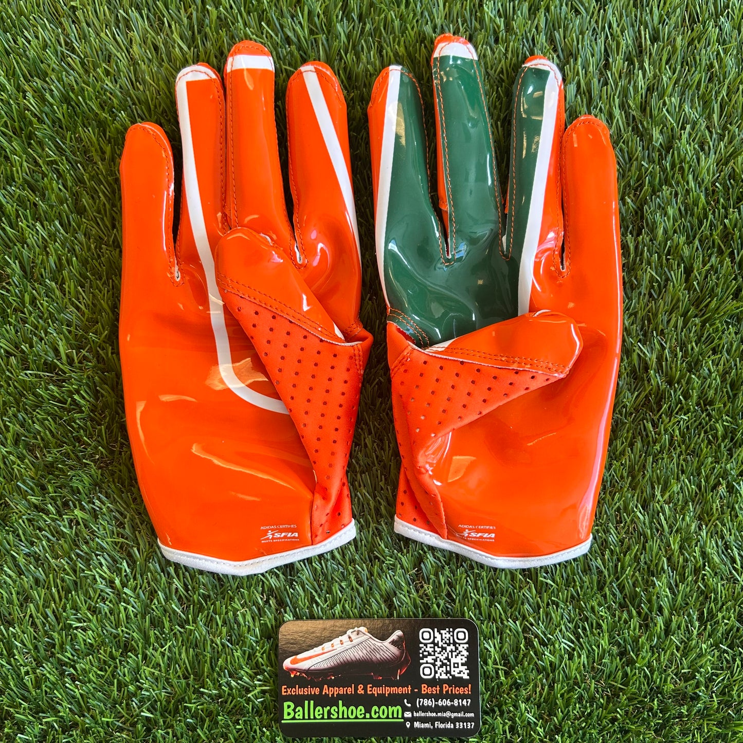 Adidas Team Issue Miami Hurricanes Adizero 14 Electric Football Gloves