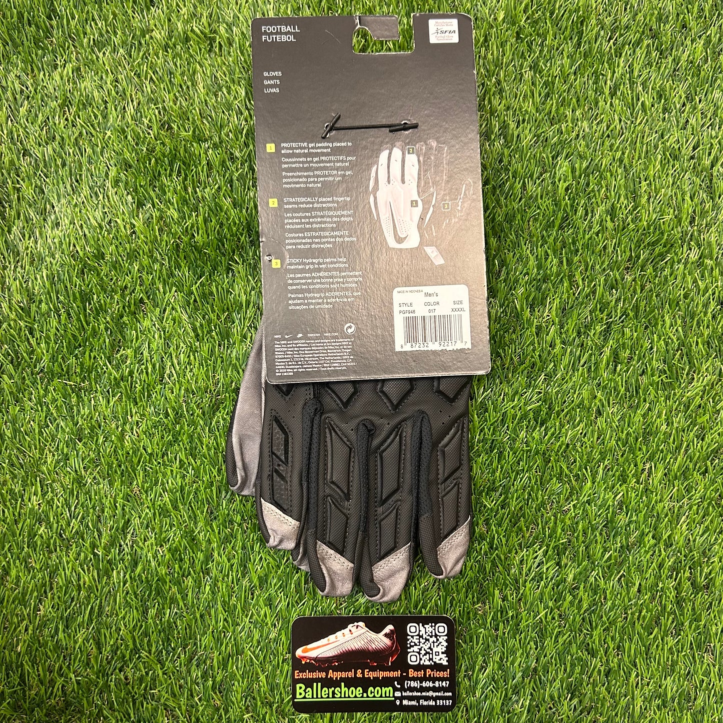 Nike NFL D-Tack 6.0 Leather Padded Football Gloves