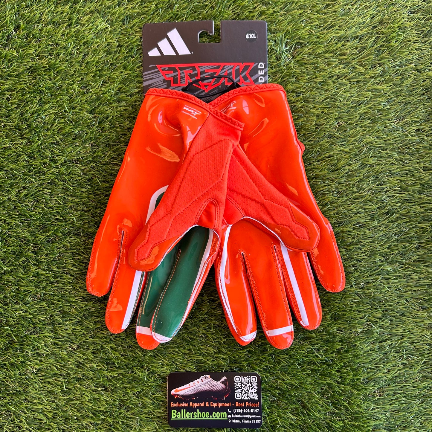 Adidas Team Issue Miami Hurricanes Freak 6.0 Football Gloves