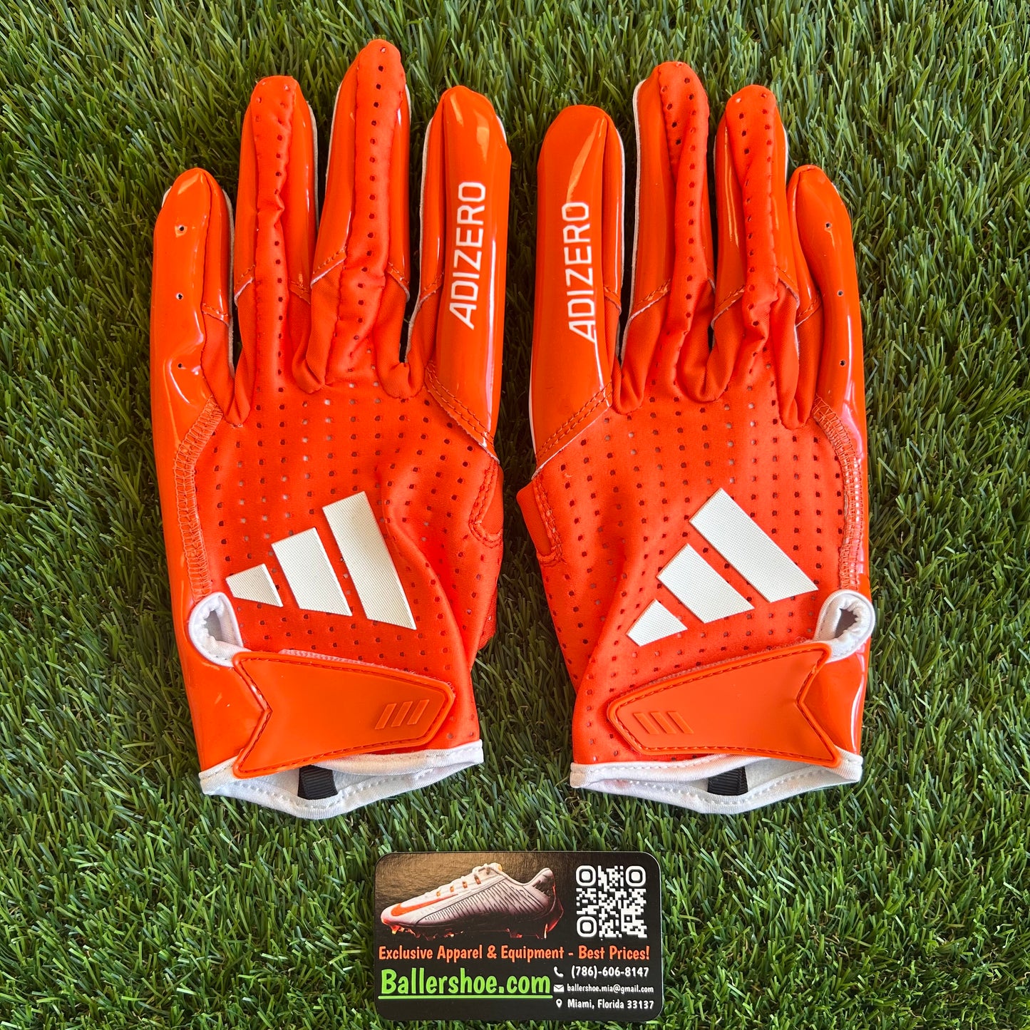 Adidas Team Issue Miami Hurricanes Adizero 14 Electric Football Gloves